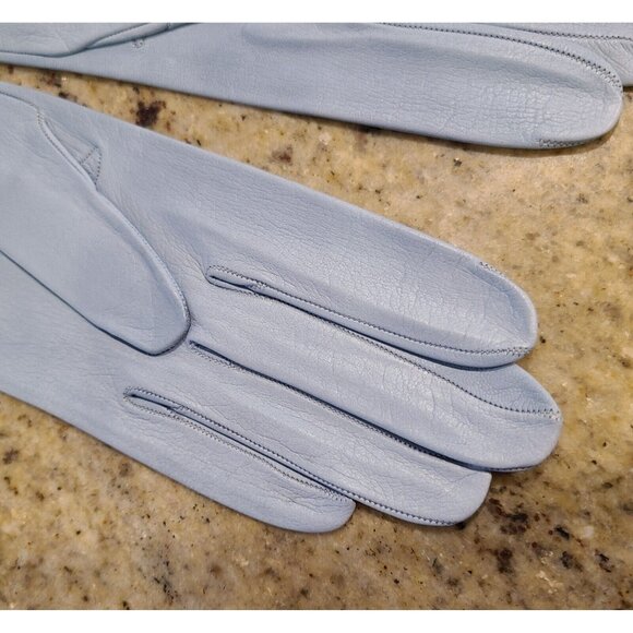 New! Vintage Size XS Blue Leather Formal 8.5" Gloves Atomic Burst Embroidered - Picture 6 of 12
